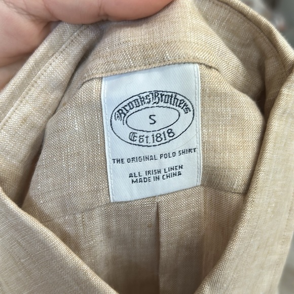 [Brooks Brothers] Beige Button-Up Linen Shirt - Size Small NWT - Picture 4 of 5